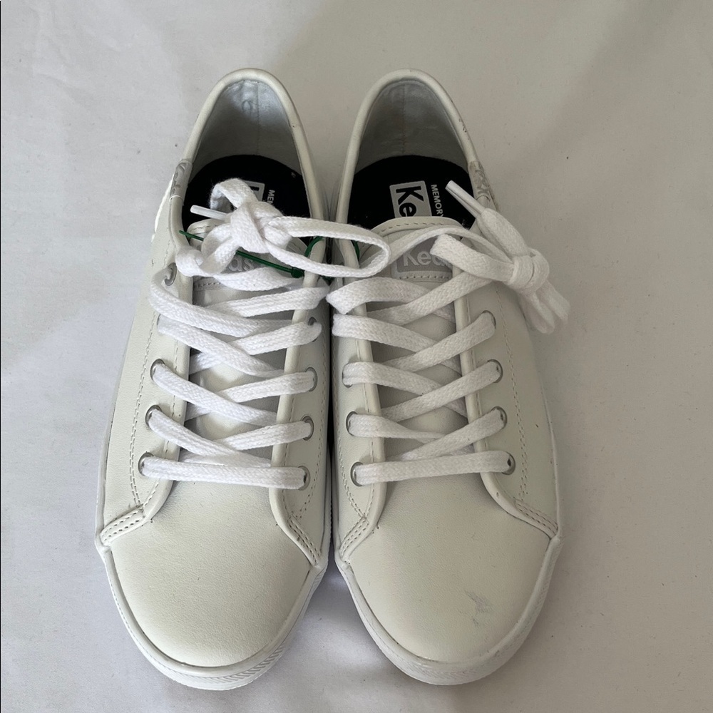 Keds White Lace-Up Sneakers with Memory Foam